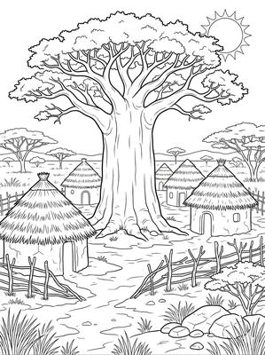 Black and white sample: Baobab Village