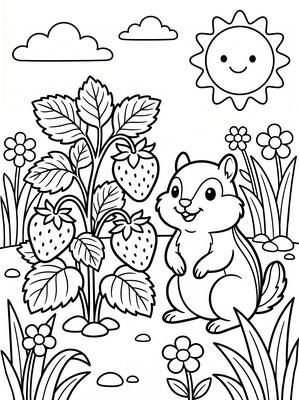 Black and white coloring page: Berry Paws