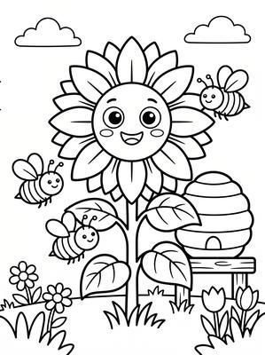 Black and white coloring page: Sunny Buzz
