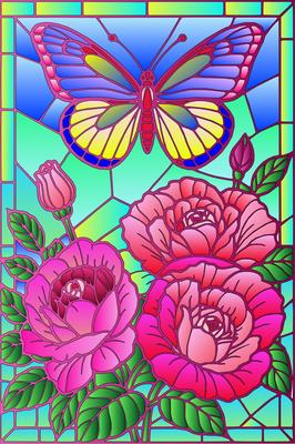 Colored preview: Butterfly Blooming Roses