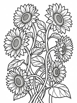 Black and white sample: Sunflower Swirl