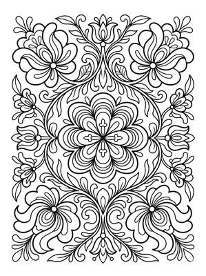 Black and white coloring page: Hanbok Phoenix