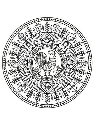 Black and white coloring page: Moorish Tile