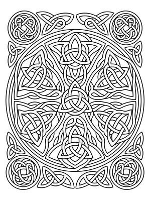 Black and white coloring page: Geometric Tile