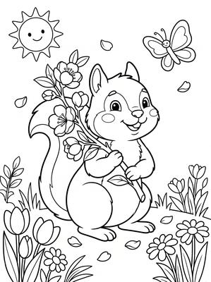 Black and white sample: Peach Squirrel