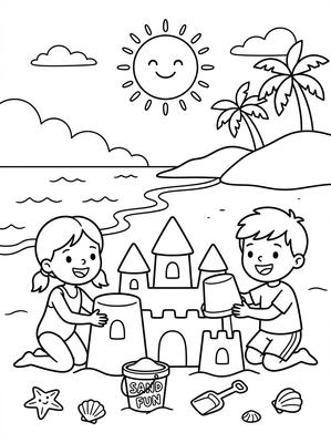 Black and white sample: Sandcastle Fun
