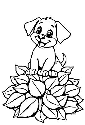 Black and white sample: Leaf Puppy
