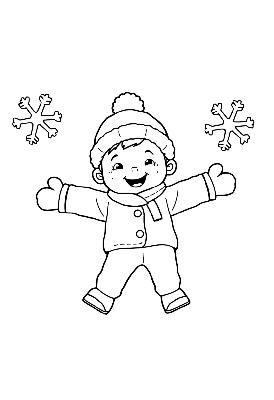 Black and white coloring page: Snow Angel