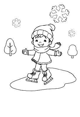 Black and white coloring page: Ice Skating