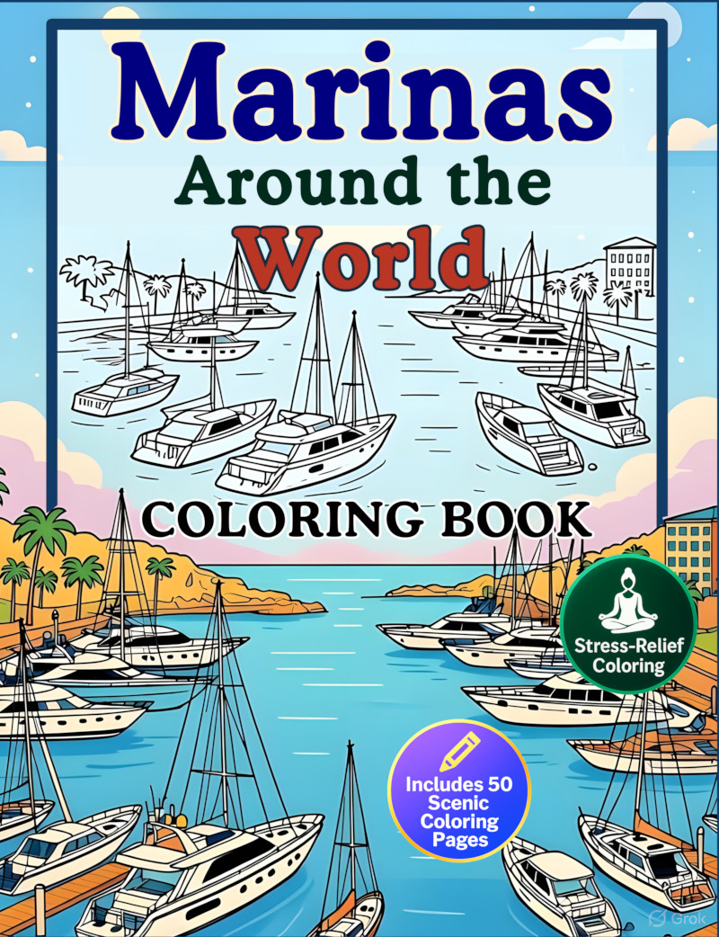 Marinas Around the World Coloring Book cover