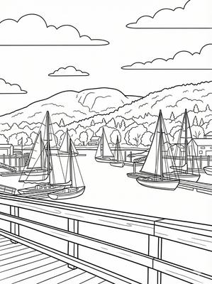 Black and white sample: Camden Harbor Marina, Maine, USA