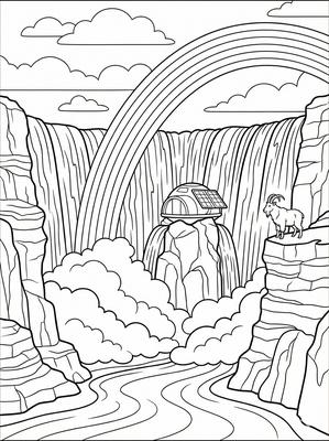 Black and white sample: Waterfall Cliff Cabin