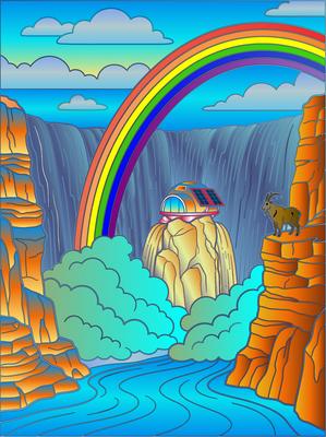Colored preview: Waterfall Cliff Cabin