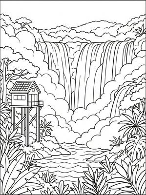 Black and white sample: Jungle Falls Retreat
