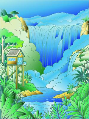 Colored preview: Jungle Falls Retreat