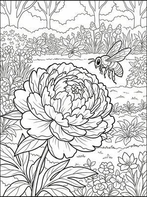 Black and white sample: Peony