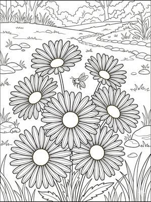 Black and white coloring page: Daisy