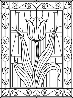 Black and white coloring page: Tulip