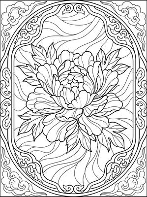 Black and white sample: Peony