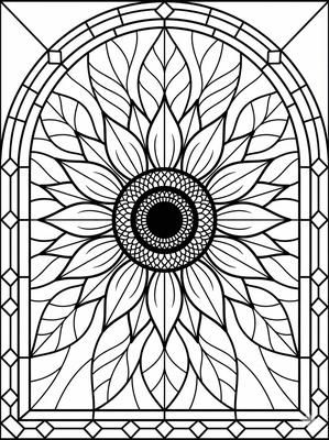 Black and white coloring page: Sunflower