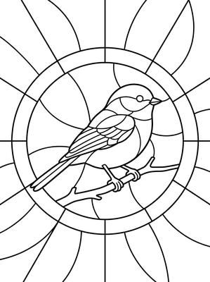 Black and white coloring page: Chickadee Circle