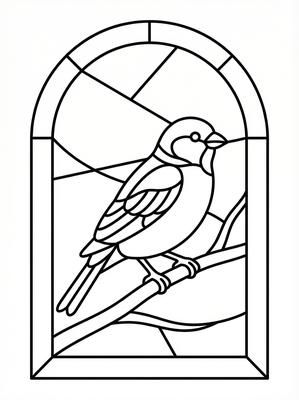 Black and white coloring page: Arched Sparrow