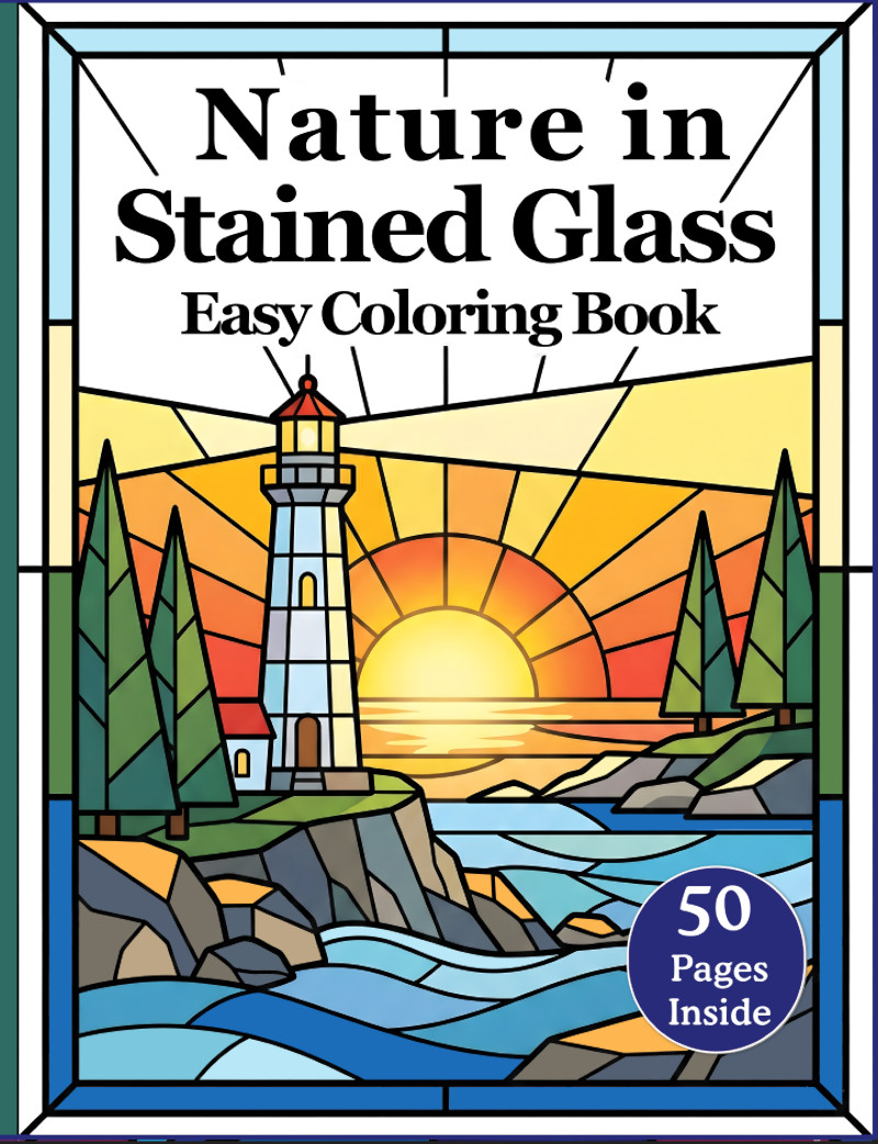 Nature in Stained Glass Easy Coloring Book cover