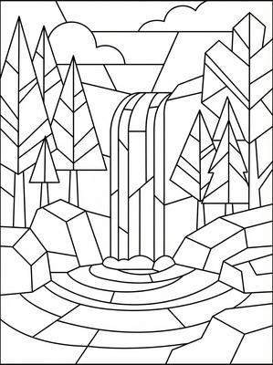 Black and white sample: Forest Waterfall