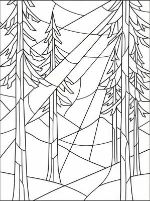 Black and white coloring page: Pine Sunbeams