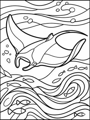 Black and white coloring page: Manta Ray