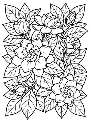 Black and white sample: Gardenia Bloom