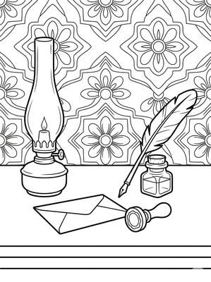 Black and white coloring page: Letter