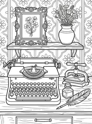 Black and white coloring page: Ink