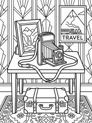 Black and white coloring page: Memories