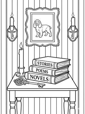 Black and white coloring page: Key