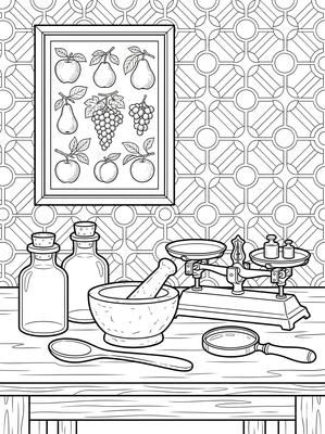 Black and white coloring page: Remedies