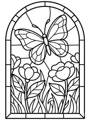 Black and white coloring page: Meadow