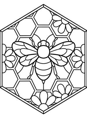 Black and white coloring page: Honeycomb