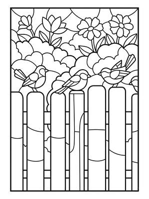 Black and white coloring page: Fence