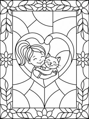 Black and white coloring page: Heart Tails