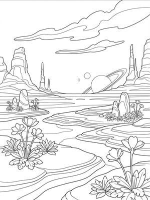 Black and white coloring page: Blue Sky Plateau