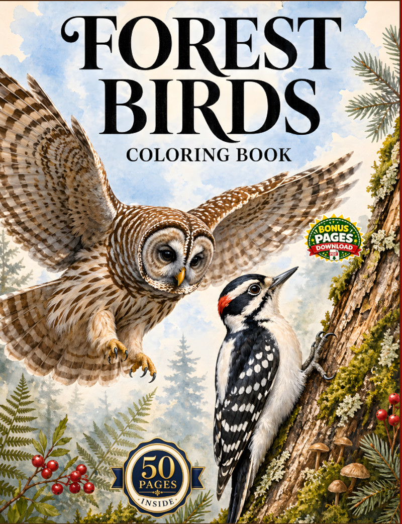 Forest Birds Coloring Book cover