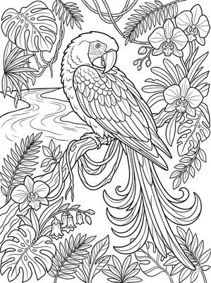 Black and white sample: Scarlet Macaw