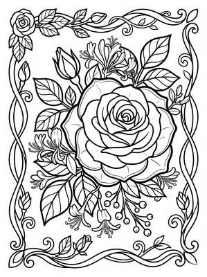 Black and white sample: Romantic Bloom