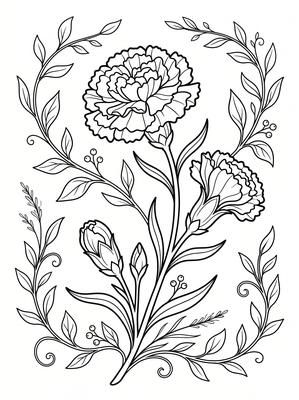 Black and white coloring page: January Bloom