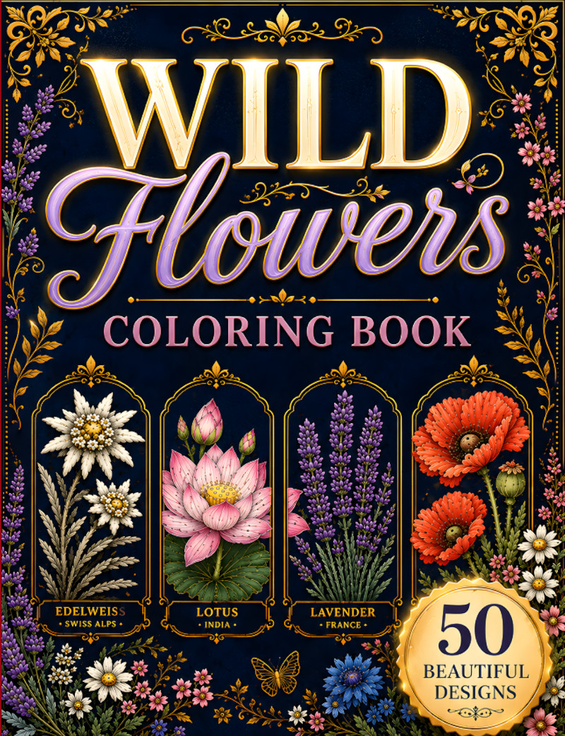 Wildflower Coloring Book for Adults cover
