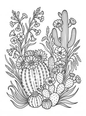 Black and white sample: Desert Bloom