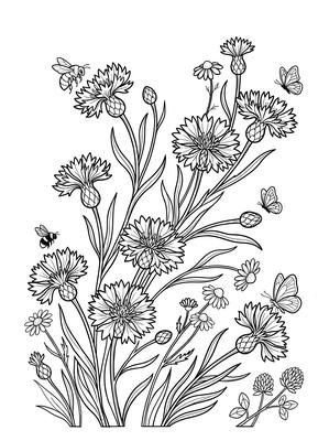 Black and white coloring page: Cornflower Breeze