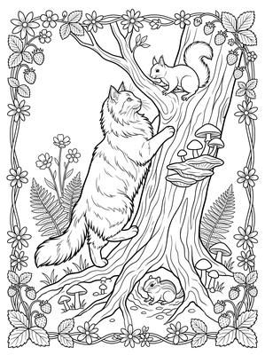 Black and white coloring page: Tree Climb
