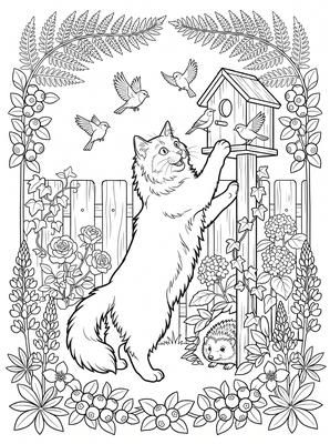 Black and white coloring page: Bird House